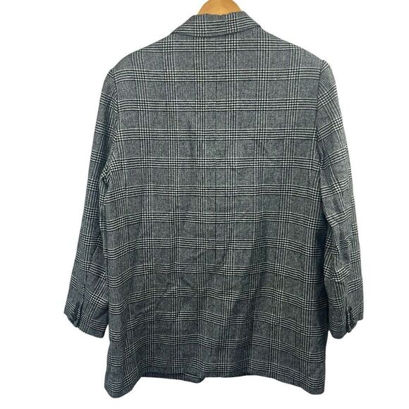 Everlane Oversized Glen Plaid Wool Blazer Size 16 Black Gray Houndstooth - Picture 9 of 14